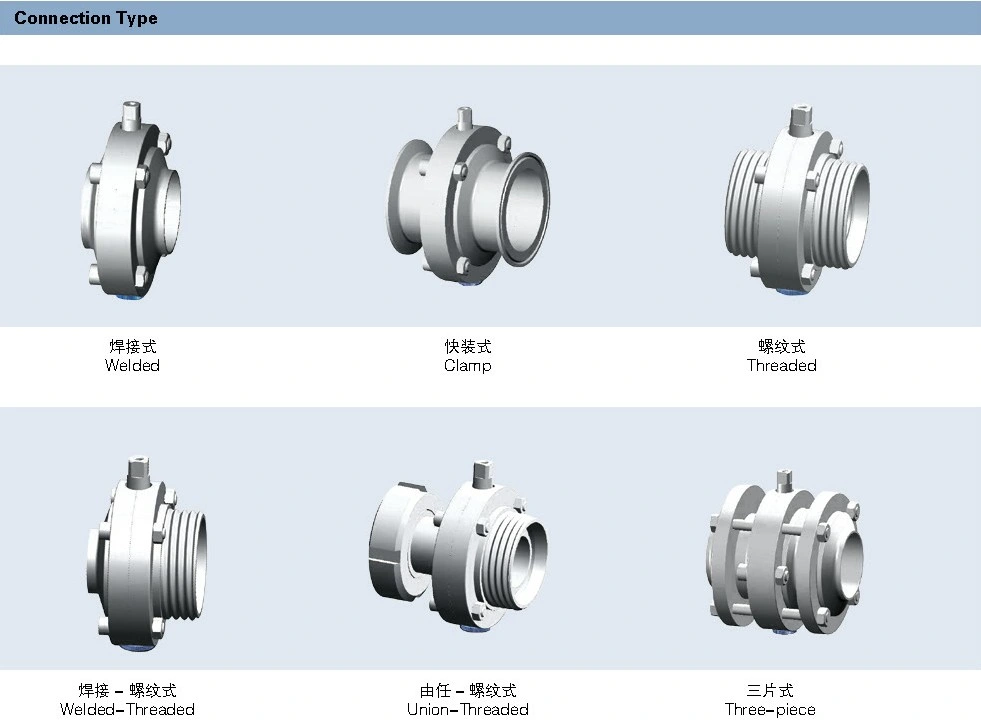 Sanitary Stainless Steel SS304/316L Multi-Position Plastic Handle /Pulling Handle Welded Butterfly Valve